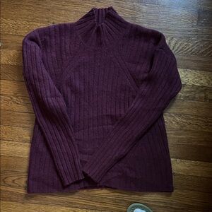 Bloomingdales 100% Cashmere Ribbed Sweater - Deep Purple